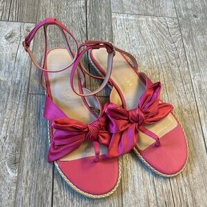 Jack Rogers hot pink bow sandals with ankle strap sz 9 SO Cute🩷